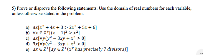 Solved 5) Prove or disprove the following statements. Use | Chegg.com