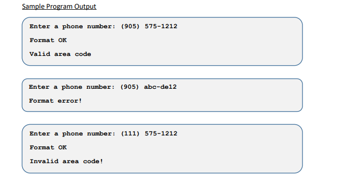 Solved Within Canada, phone numbers have this format: (AAA) | Chegg.com