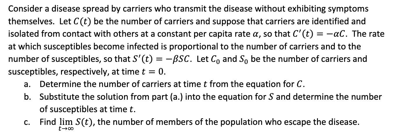 Solved Consider A Disease Spread By Carriers Who Transmit Chegg Com   PhpG3ULKv