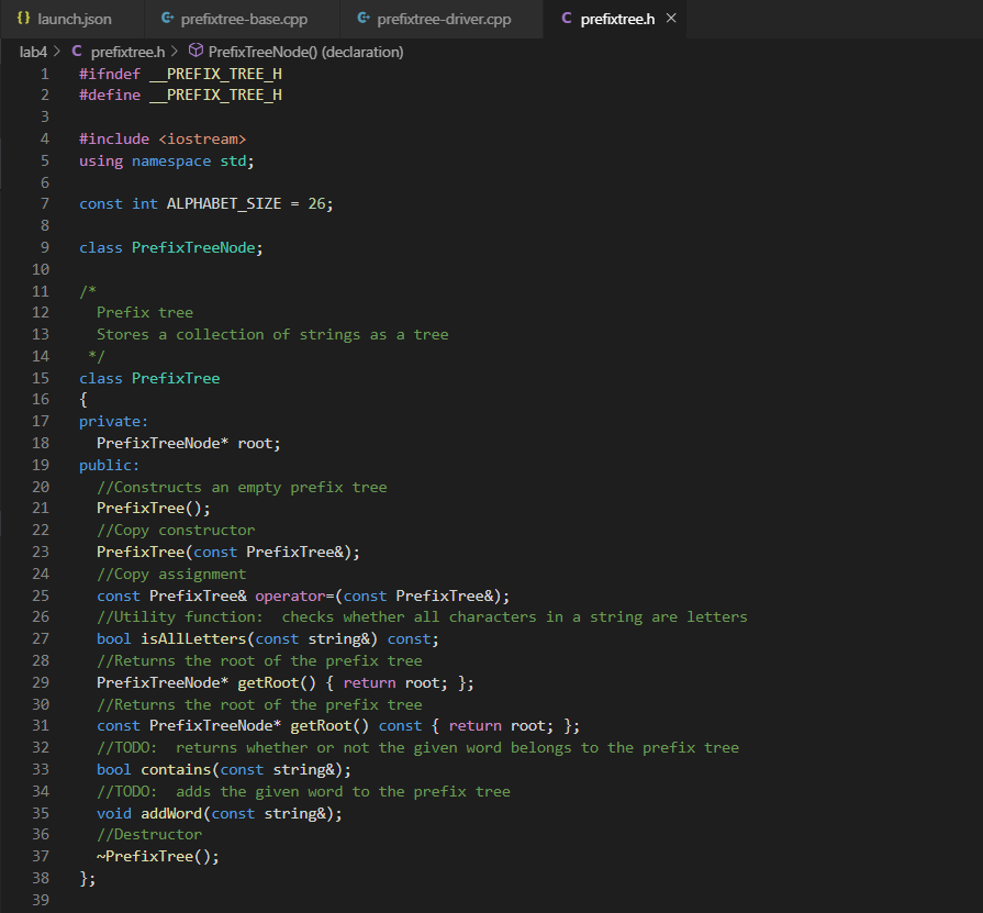 In C++: A prefix tree is a data structure that stores | Chegg.com