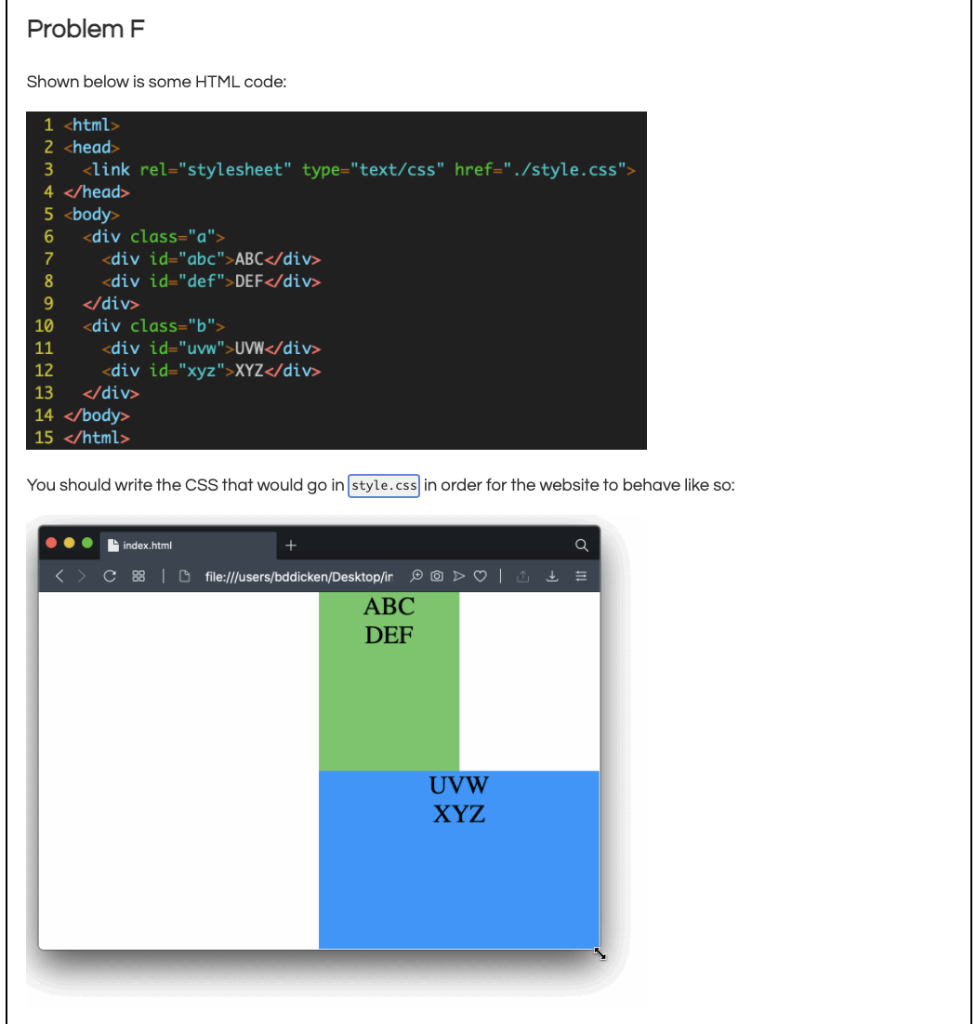 Solved Problem F Shown below is some HTML code: 1 2 3 4 | Chegg.com