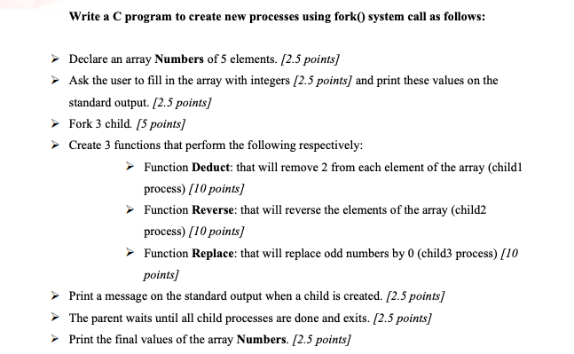 Write a C program to create new processes using | Chegg.com