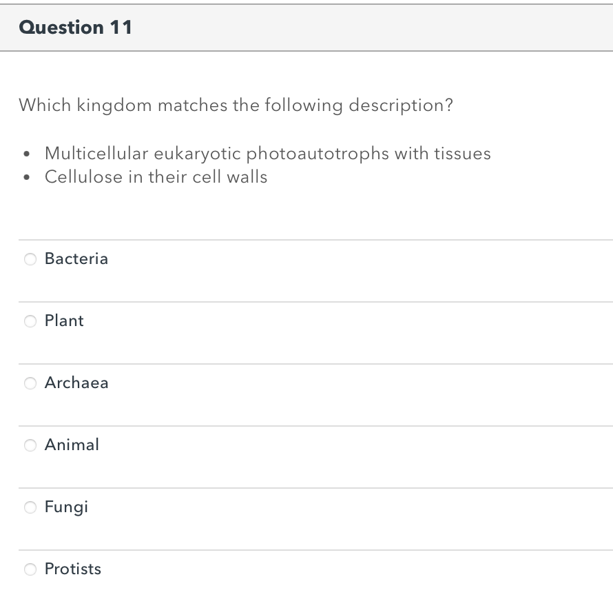 Solved Which kingdom matches the following description?