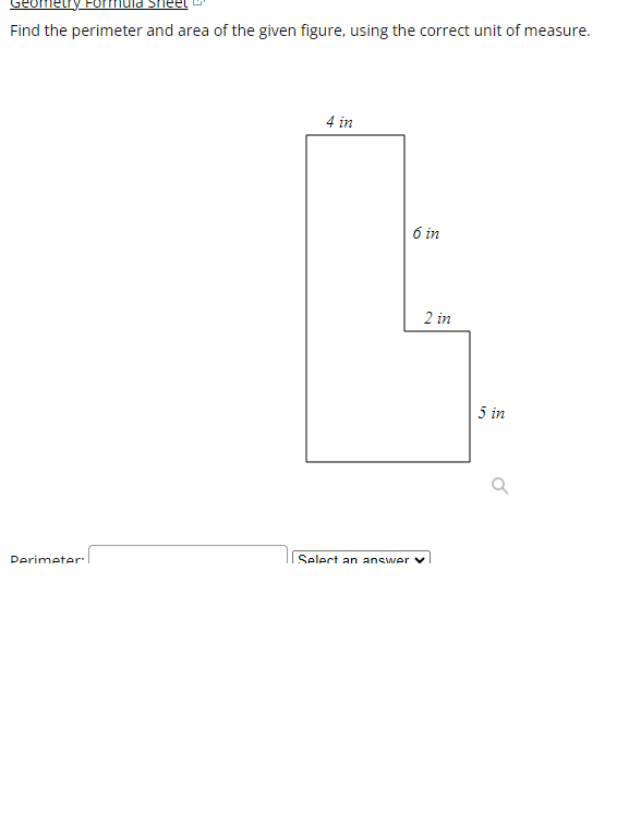 Solved Find the perimeter and area of the given figure, | Chegg.com