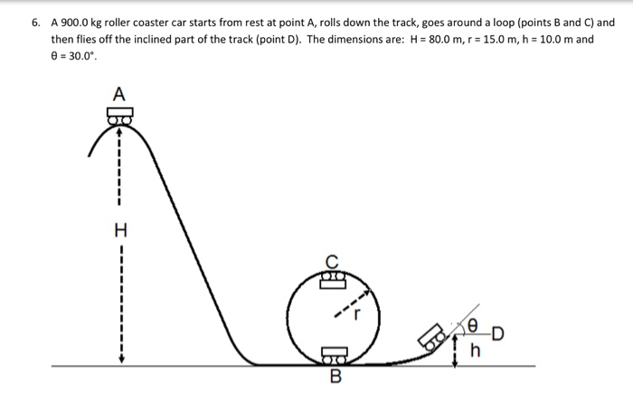 Solved A 900.0 kg roller coaster car starts from rest at Chegg