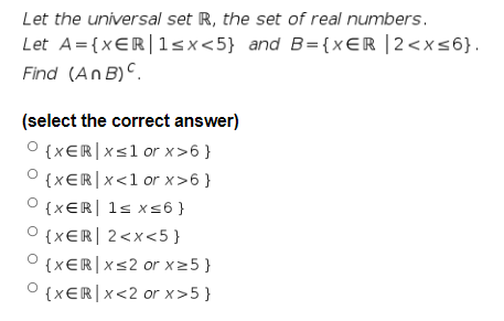 Solved Let the universal set R, the set of real numbers. Let | Chegg.com