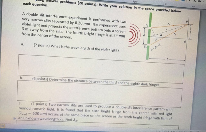 Solved A double-slit interference experiment is performed | Chegg.com