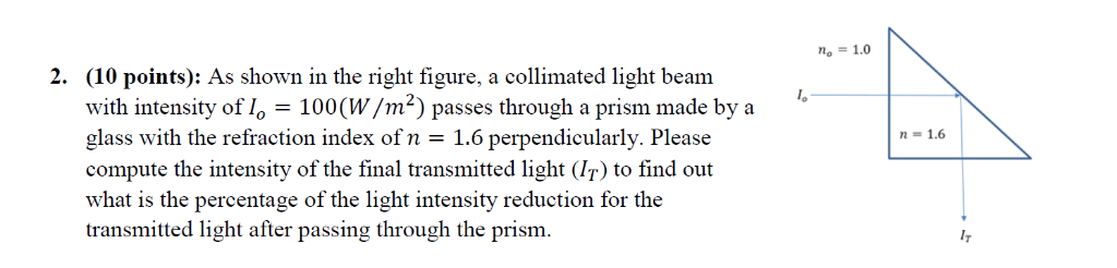 Solved no = 1.0 (10 points): As shown in the right figure, a | Chegg.com