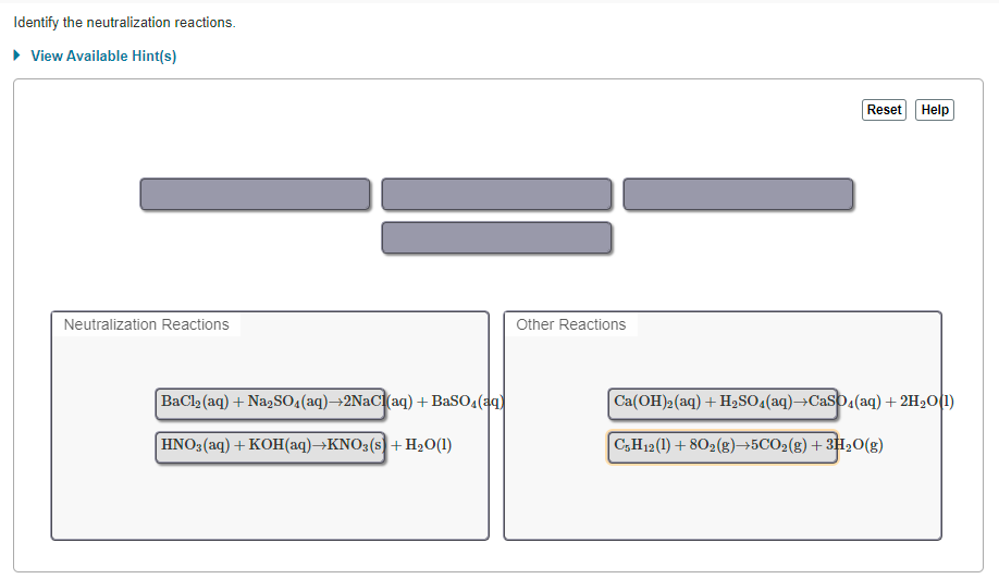 Solved Identify the neutralization reactions. View Available | Chegg.com