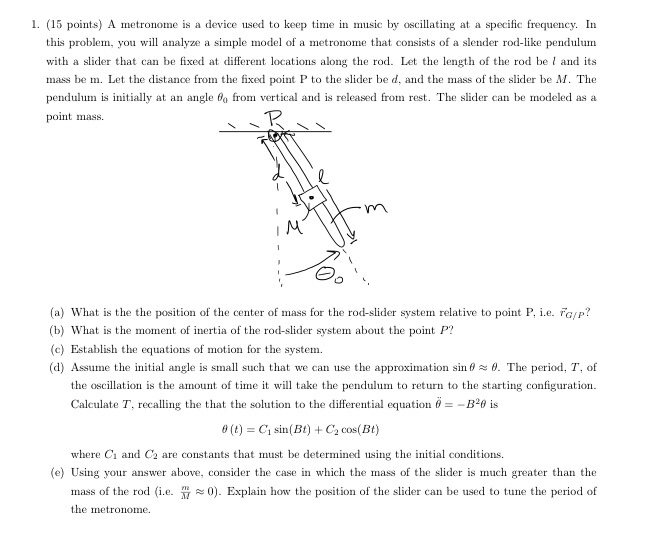 Solved 1. (15 points) A metronome is a device used to keep