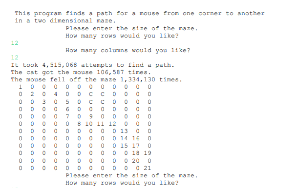Solved JAVA Create a path for a mouse to travel in a | Chegg.com
