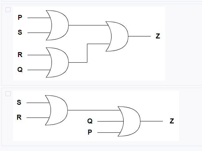 Solved Z R S Select all the OR gate circuits below that are | Chegg.com