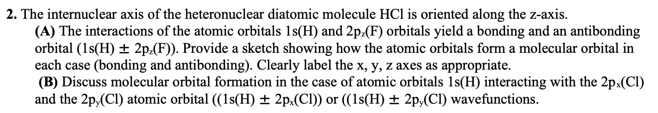 2. The internuclear axis of the heteronuclear | Chegg.com