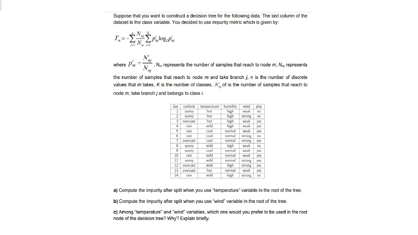 Solved Suppose that you want to construct a decision tree | Chegg.com