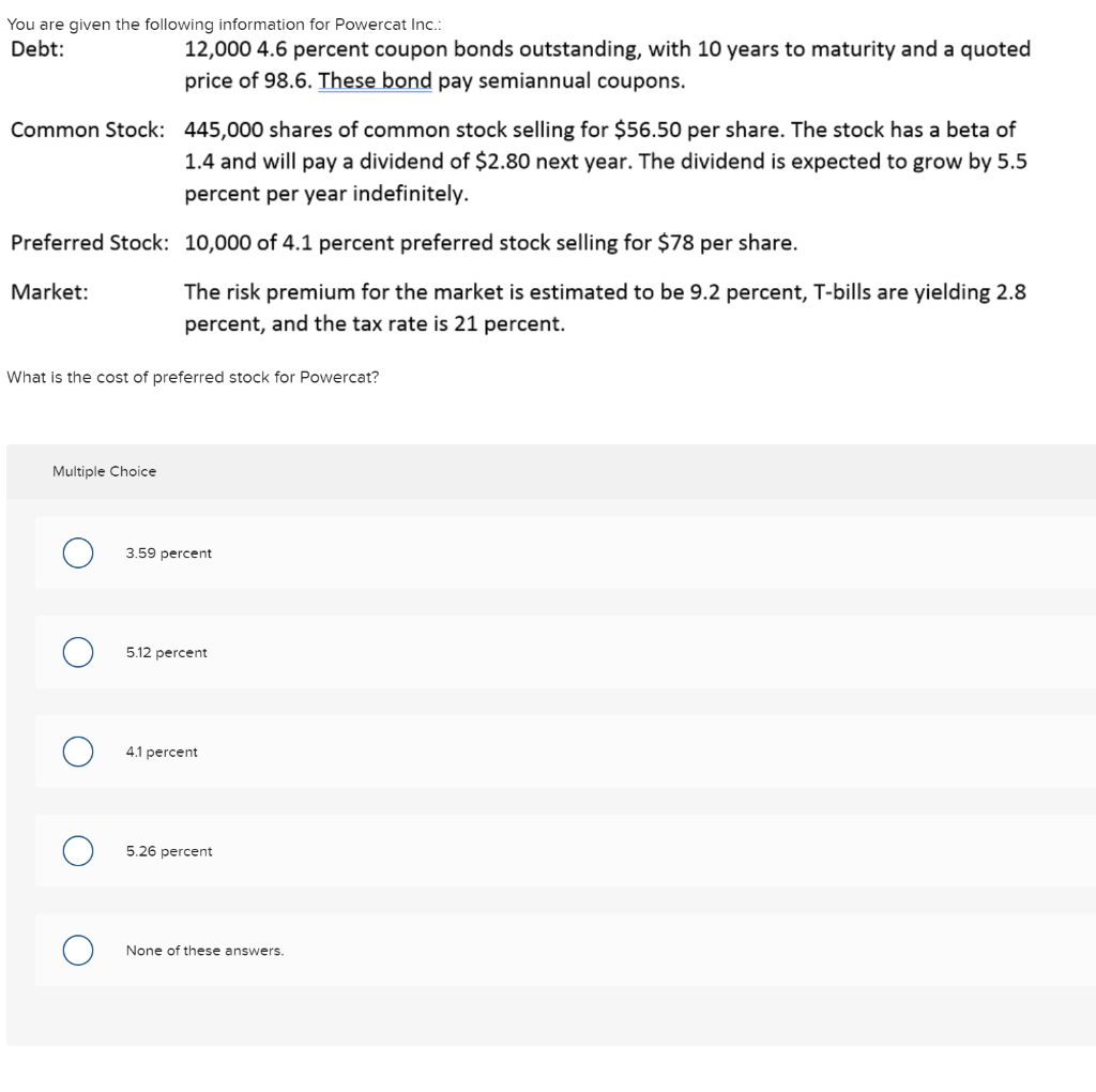 Solved You are given the following information for Powercat | Chegg.com