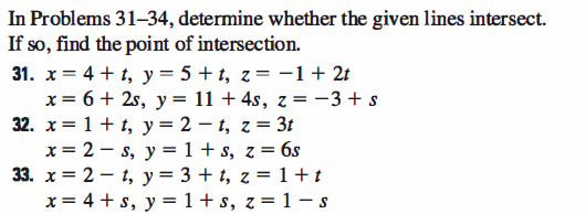 Solved In Problems 31-34, determine whether the given lines | Chegg.com