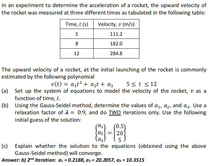 Solved In An Experiment To Determine The Acceleration Of A | Chegg.com