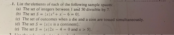 Solved -1. List the elements of each of the following sample | Chegg.com