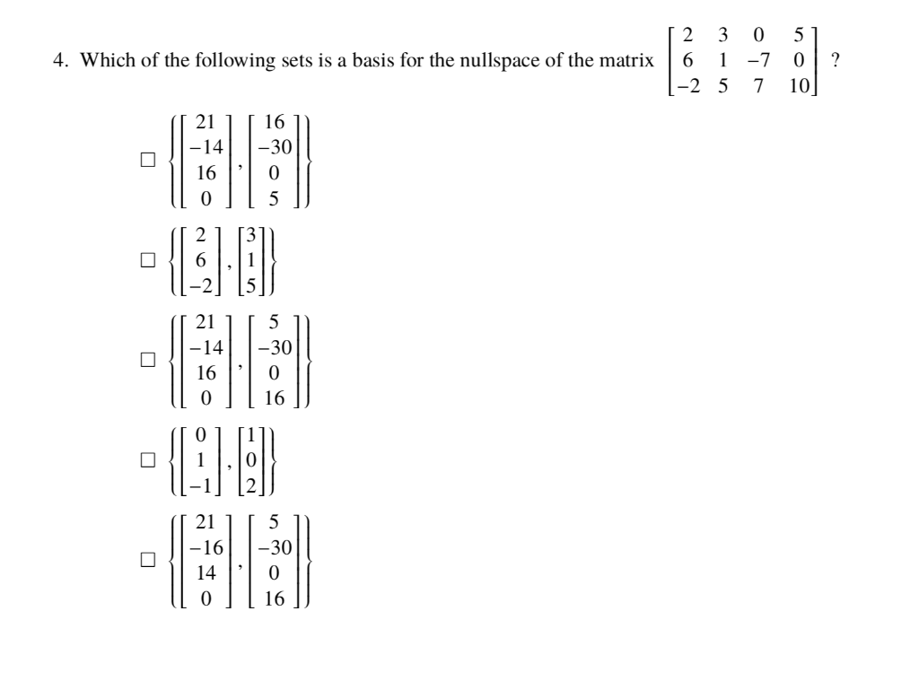 4 Which Of The Following Sets Is A Basis For The