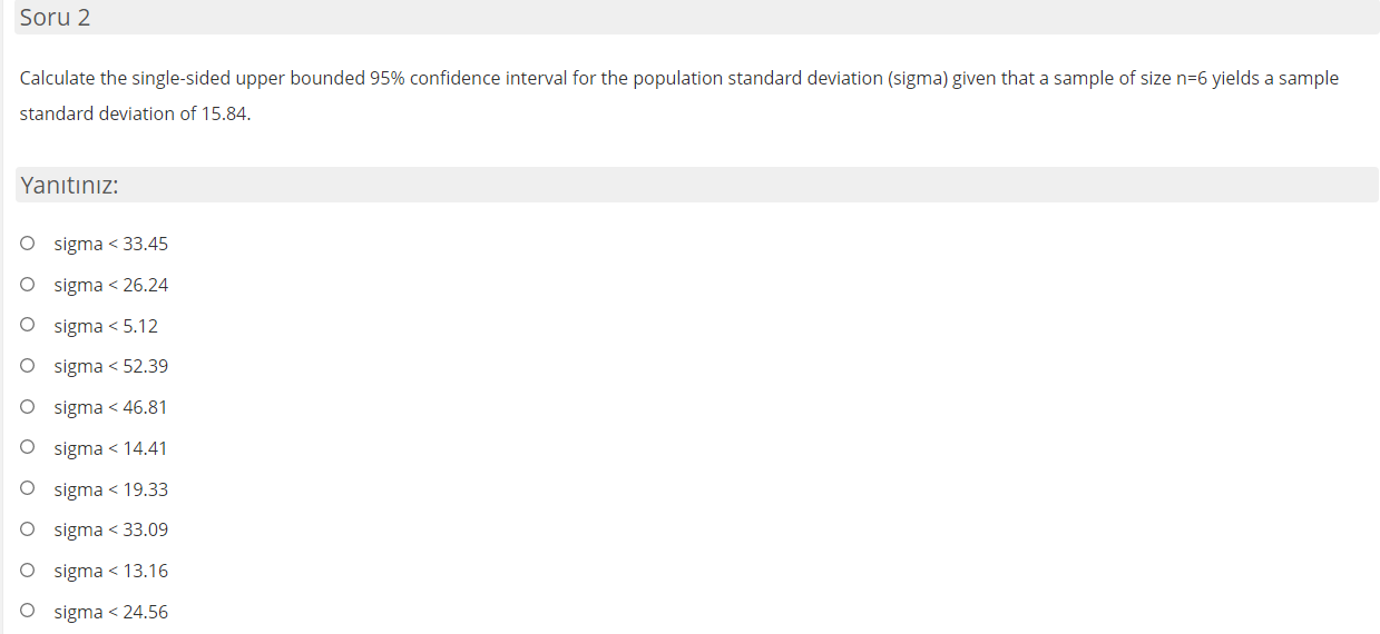 Solved Calculate the single-sided upper bounded 95% | Chegg.com