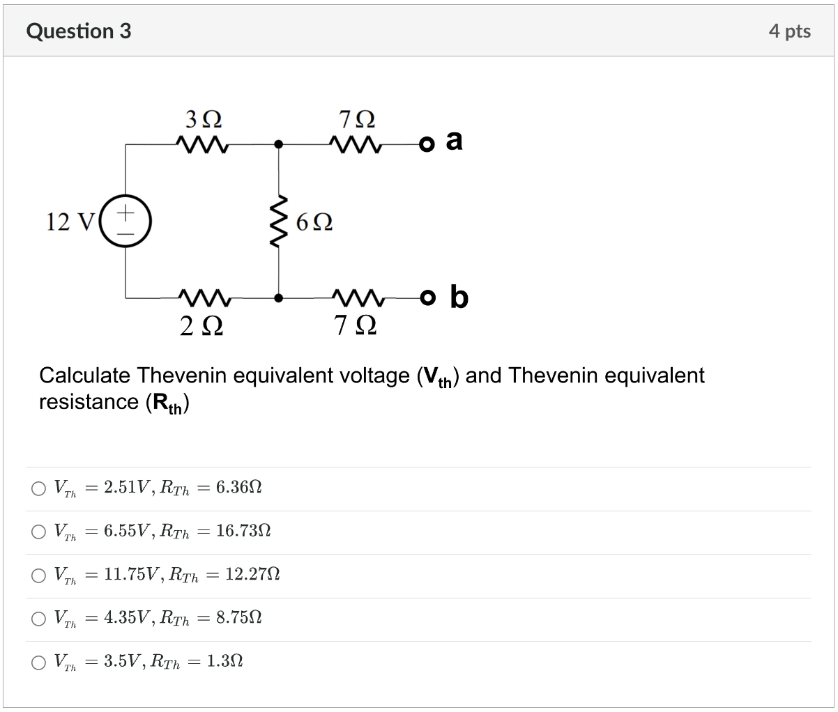 Solved Calculate Thevenin equivalent voltage (Vth ) and | Chegg.com