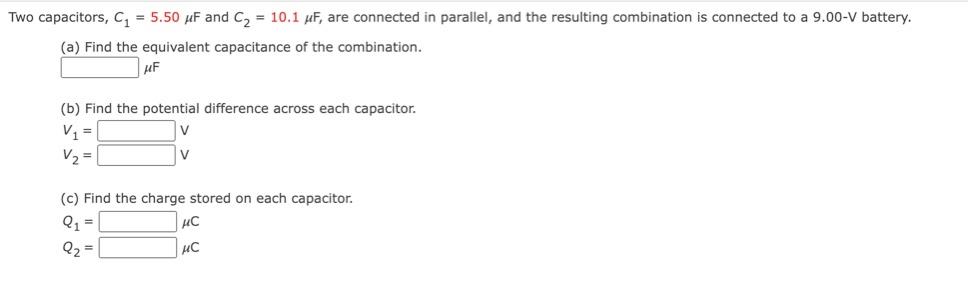 Solved Two capacitors, C1 = 5.50 𝜇F and C2 = 10.1 𝜇F, are | Chegg.com