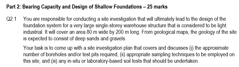 Solved Part 2: Bearing Capacity and Design of Shallow | Chegg.com