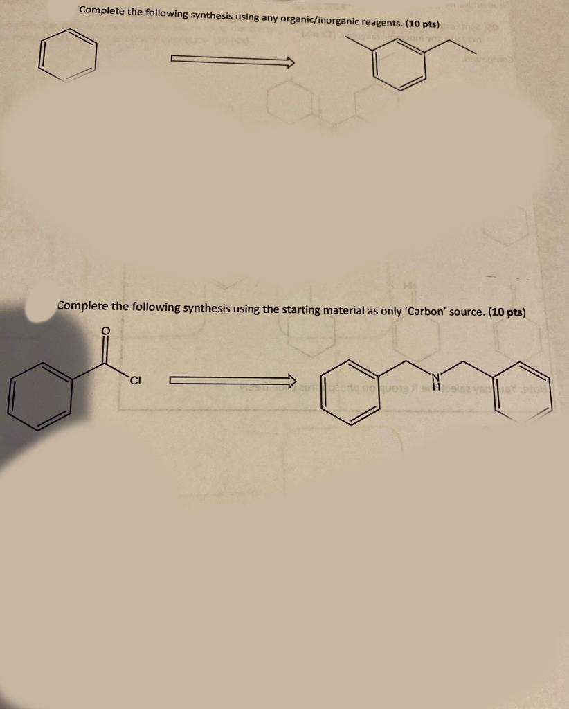 Solved Complete The Following Synthesis Using Any | Chegg.com