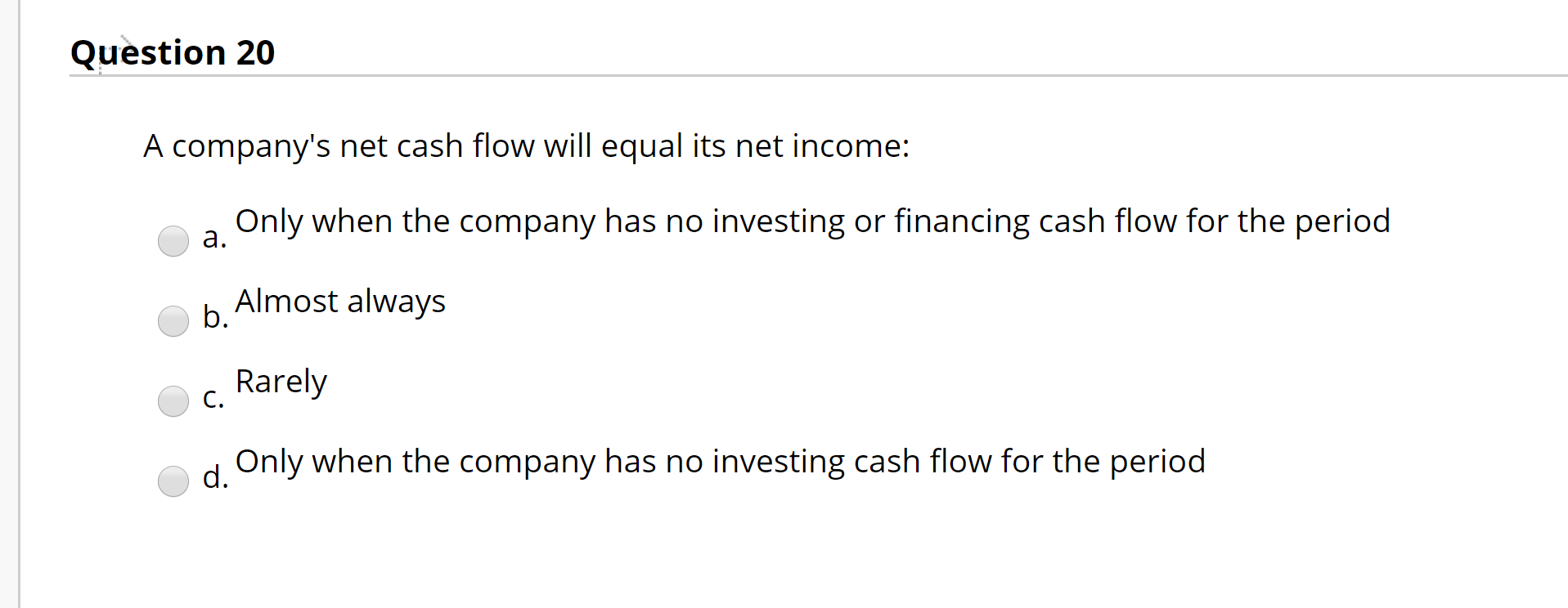 A Company's Net Cash Flow Will Equal Its Net Income