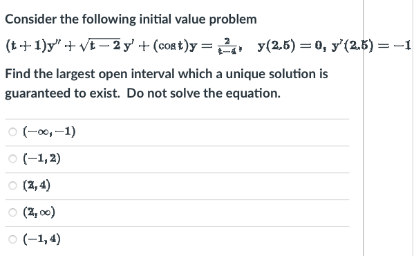 Solved Consider the following initial value problem | Chegg.com