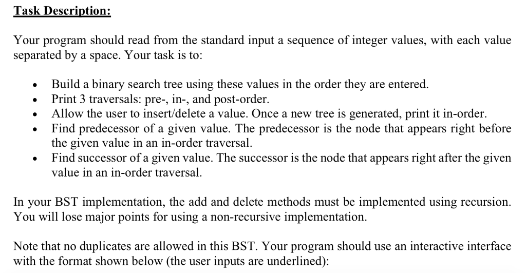 Task Description: Your program should read from the | Chegg.com