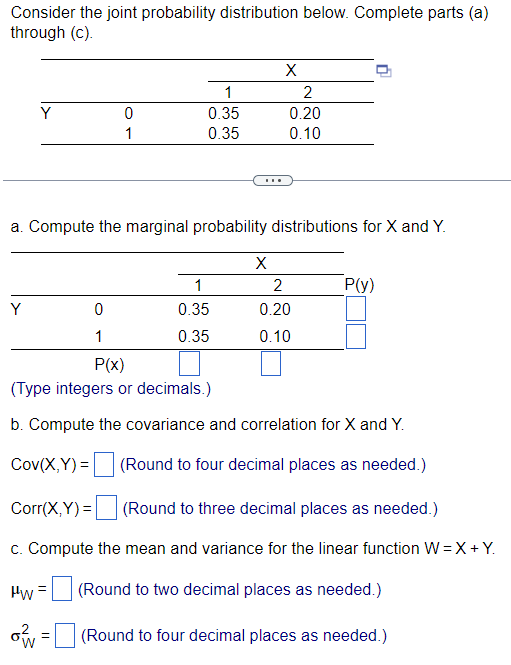 Solved Consider the joint probability distribution below. | Chegg.com