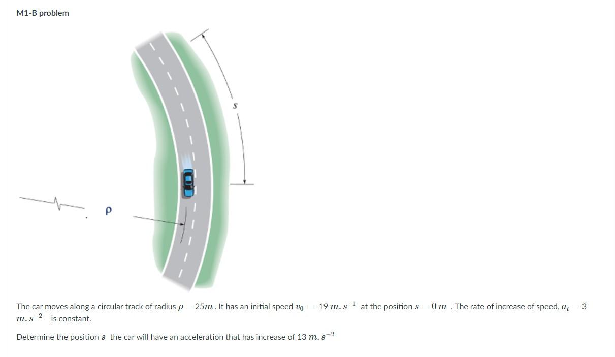 Solved M1-B problem P The car moves along a circular track | Chegg.com