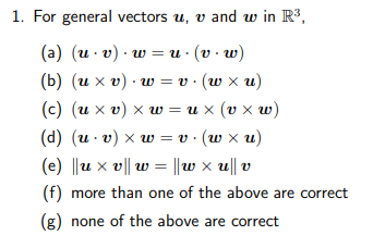 Solved 1 For General Vectors U V And W In R3 A U V Chegg Com