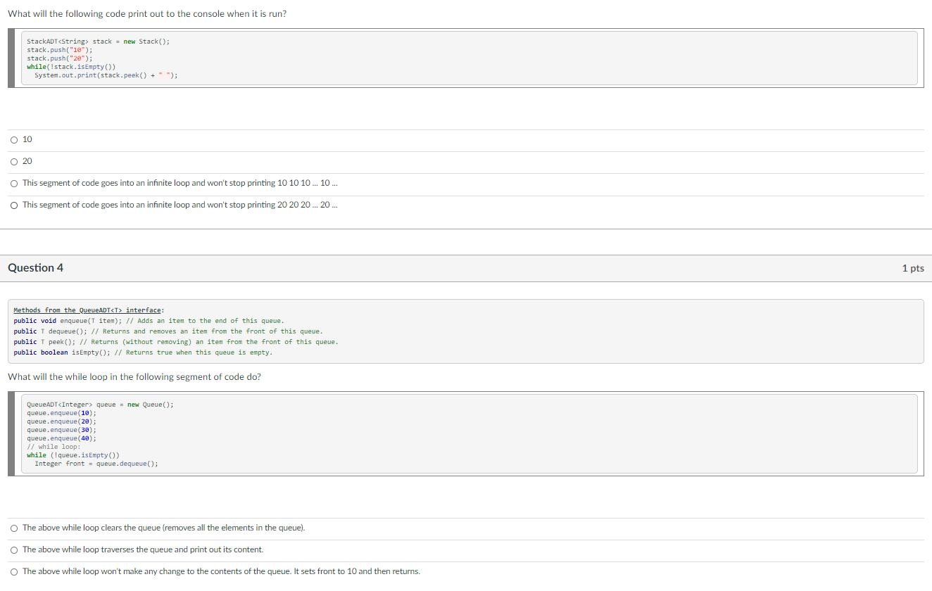Solved What will the following code print out to the console | Chegg.com