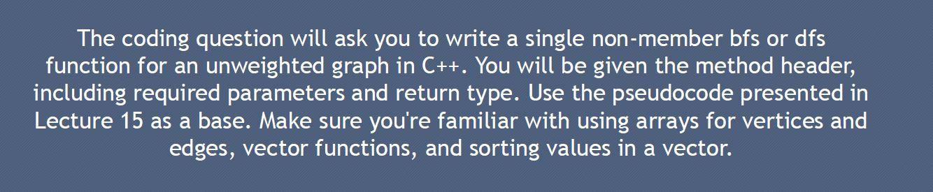 The coding question will ask you to write a single | Chegg.com