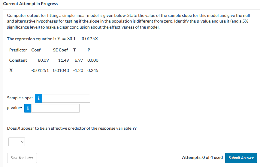 Solved Computer output for fitting a simple linear model is | Chegg.com