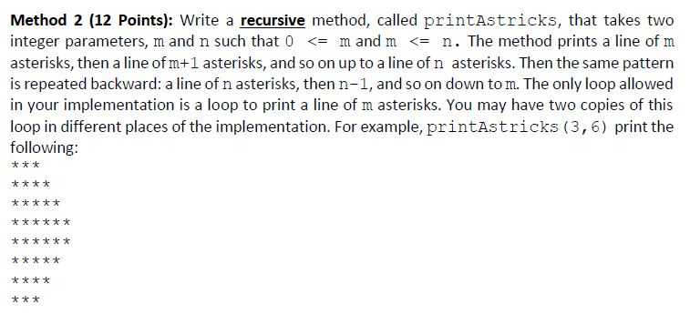 Solved Method 2 (12 Points): Write a recursive method, | Chegg.com