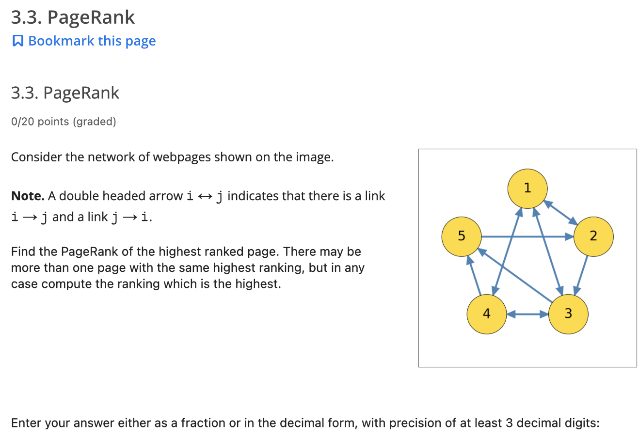 Solved 0/20 points (graded) Consider the network of webpages | Chegg.com