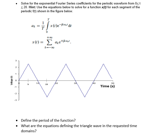 Solved Solve for the exponential Fourier Series coefficients | Chegg.com