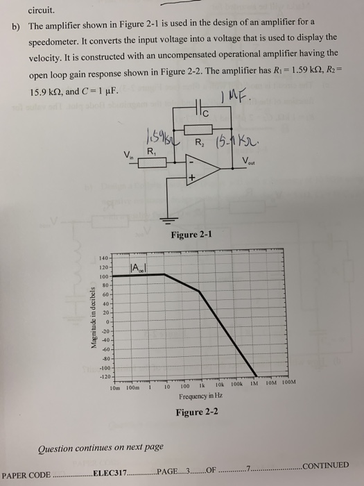 Solved circuit. The amplifier shown in Figure 2-1 is used in | Chegg.com