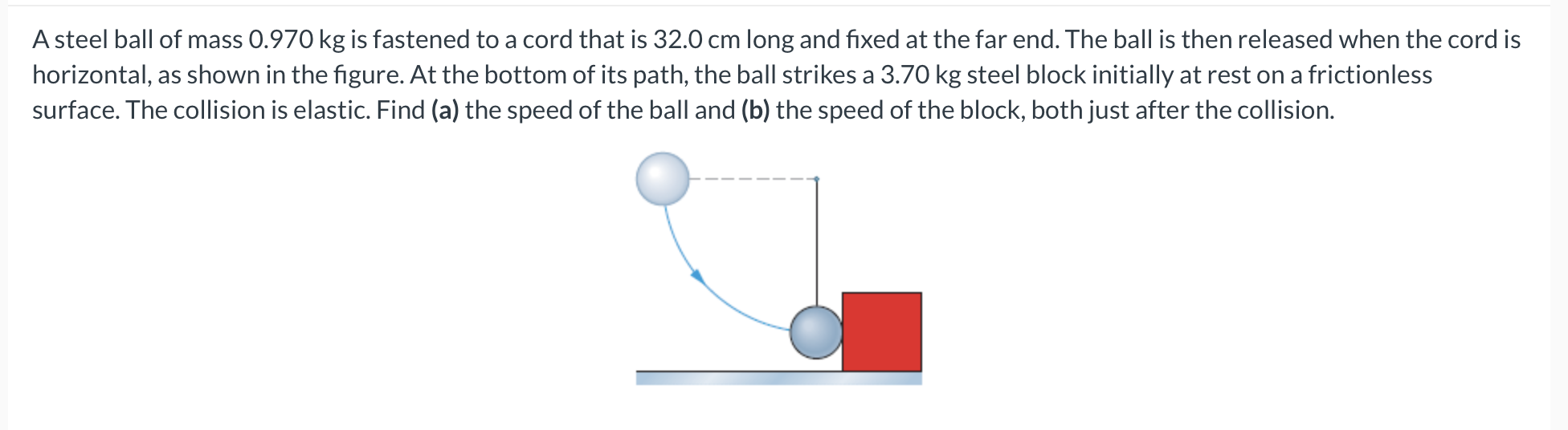 Solved A steel ball of mass 0.970kg ﻿is fastened to a cord