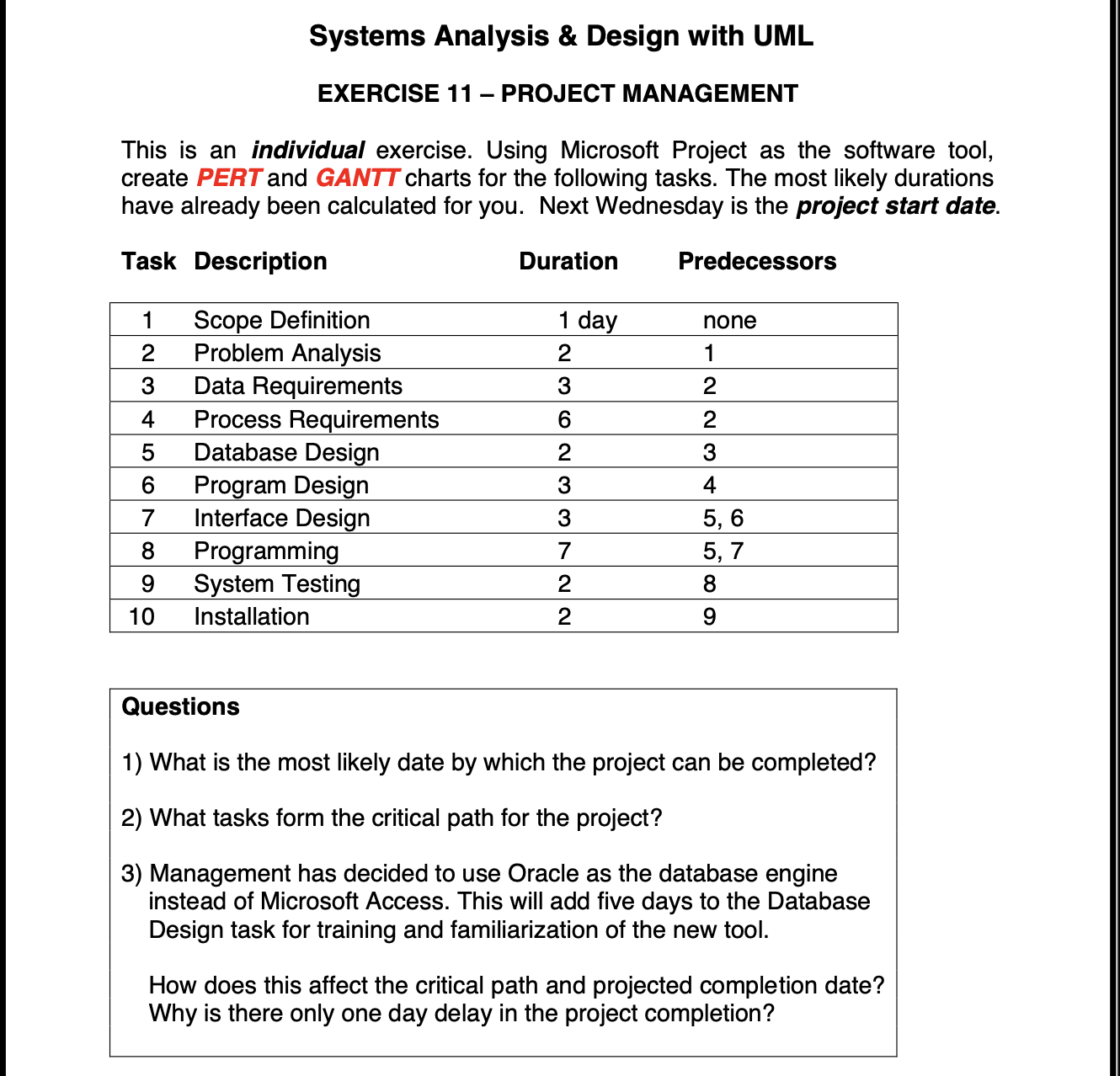 Solved This is an individual exercise. Using Microsoft | Chegg.com