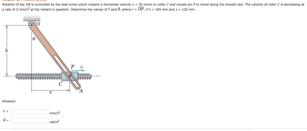 Solved Rotation Of Bar OA Is Controlled By The Lead Screw | Chegg.com