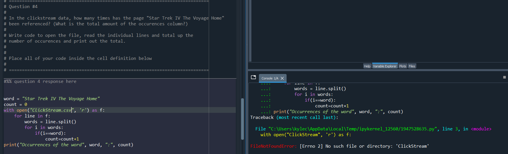 Solved I am trying to open a CSV file in python and count | Chegg.com image.