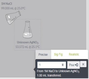 Solved 1M NaCl 99.000 ml.@ 25.0°C Unknown AgNO3 53.572 mL | Chegg.com