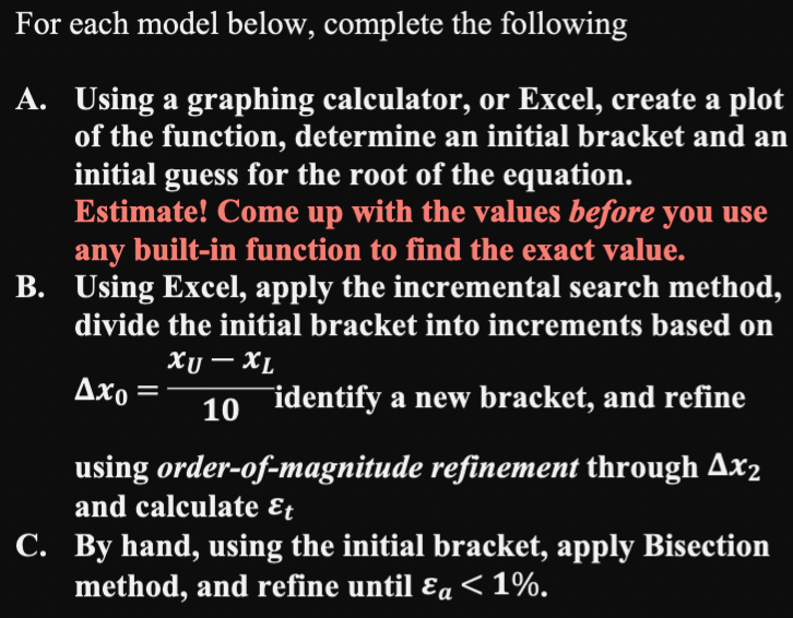 Solved For Each Model Below, Complete The Following A. Using | Chegg.com