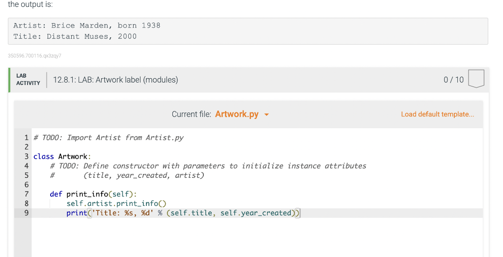 Solved 12.8 LAB Artwork label (modules) Define the Artist