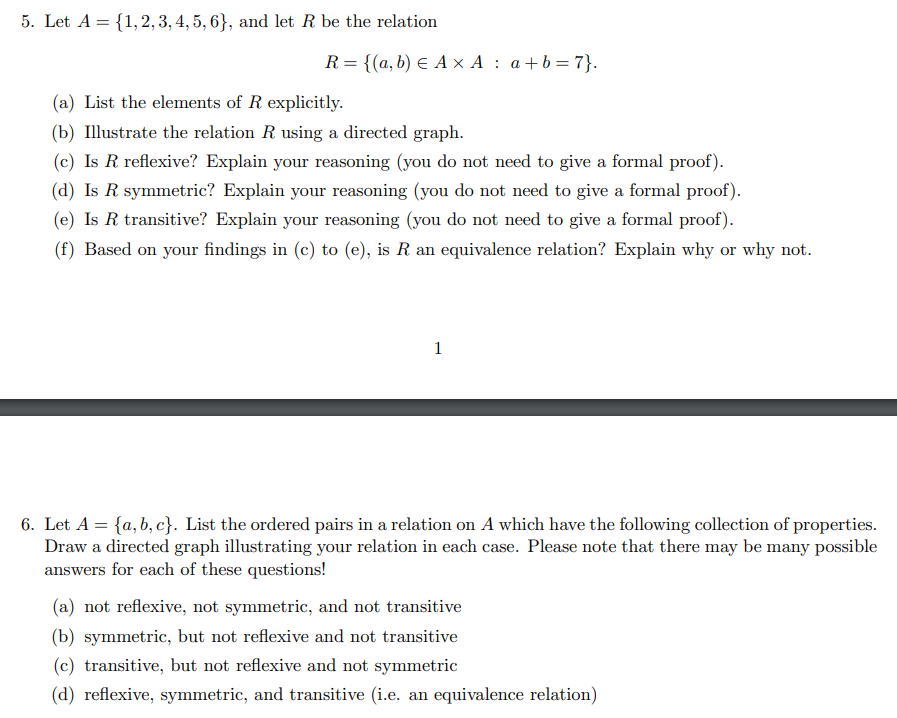 Solved 5. Let A = {1, 2, 3, 4, 5, 6}, And Let R Be The | Chegg.com