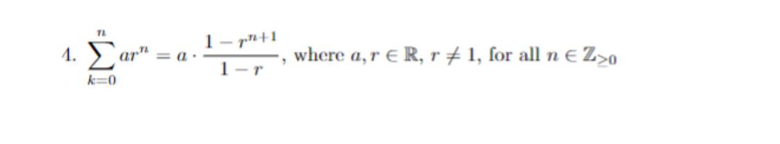 Solved 4 ∑k 0narn A⋅1−r1−rn 1 Where A R∈r R 1 For All